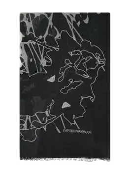 Шарф с графичным принтом EMPORIO ARMANI, черный