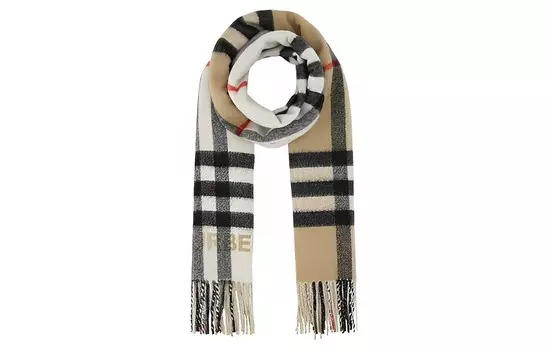 Шарф с клетчатым узором и бахромой Burberry