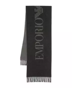 Шарф с контрастным логотипом Emporio Armani, серый