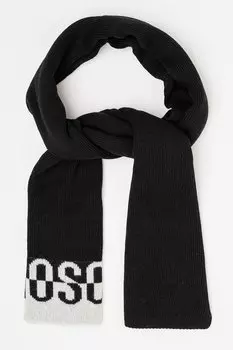 Шарф с контрастным логотипом Moschino, черный