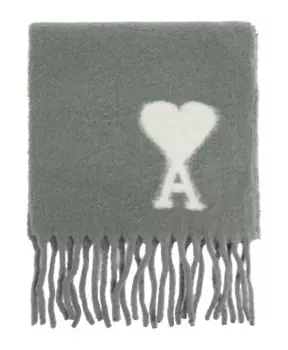 Шарф с логотипом Ami Paris, зеленый