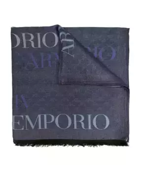 Шарф с логотипом Emporio Armani, синий