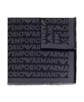 Шарф с логотипом Emporio Armani, синий