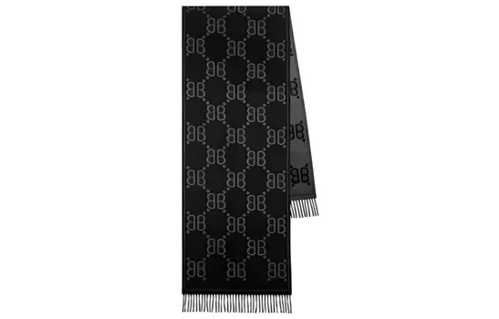 Шарф с логотипом GUCCI X The Hacker Project и макросами Balenciaga, черный/темно-серый