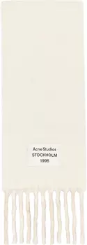 Шарф с логотипом и бахромой в бежевых и белых тонах Acne Studios