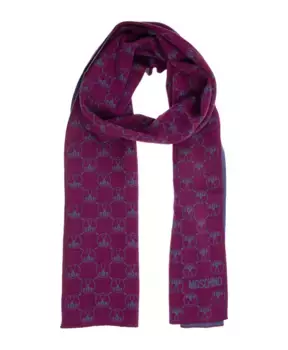 Шарф с логотипом и двойным вопросительным знаком Moschino, фиолетовый