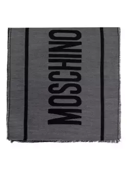 Шарф с логотипом Moschino, серый