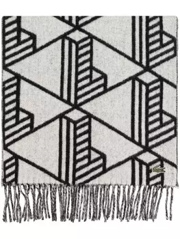 Шарф с логотипом-жаккардом Lacoste, серый