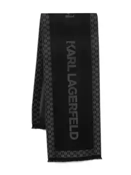 Шарф с монограммным узором KARL LAGERFELD, черный