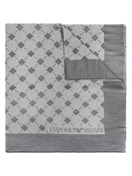 Шарф с монограммой Emporio Armani, серый
