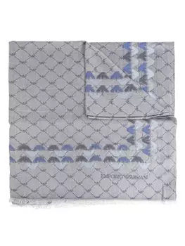 Шарф с монограммой Emporio Armani, серый