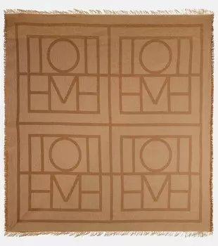 Шарф с монограммой из шерсти и кашемира Toteme, коричневый