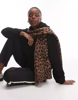 Шарф с начесом и леопардовым принтом AllSaints