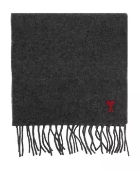 Шарф с нашивкой логотипом Ami Paris, серый