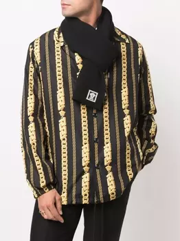 Шарф с нашивкой Medusa Versace, черный