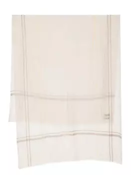 Шарф с отделкой в полоску N.Peal, нейтральный