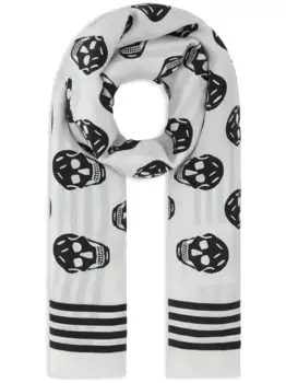 Шарф с принтом Biker Skull Alexander McQueen, белый