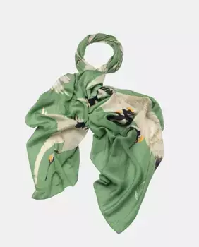 Шарф с принтом цапли One Hundred Stars, зеленый