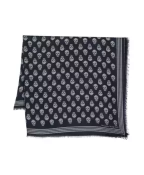 Шарф с принтом черепа Alexander Mcqueen, синий