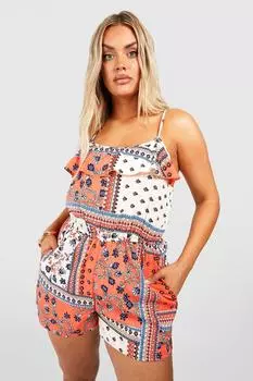 шарф с принтом комбинезон с ремешками Boohoo, оранжевый