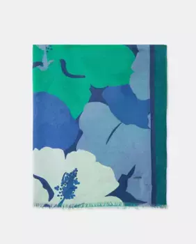 Шарф с принтом маков Latouche, синий