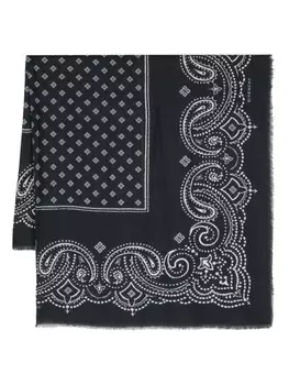 Шарф с принтом пейсли и бахромой Givenchy, синий