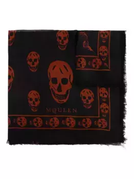 Шарф с принтом Skull Alexander McQueen, черный