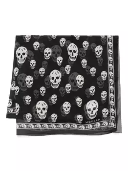 Шарф с принтом Skull Alexander McQueen, черный