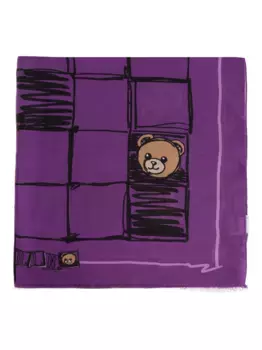Шарф с принтом Teddy Moschino, фиолетовый