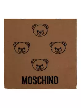 Шарф с принтом Teddy Moschino, коричневый