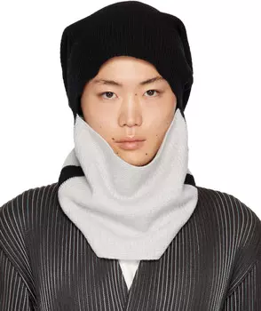 Шарф с рамкой и блоками HOMME PLISSe ISSEY MIYAKE, черный