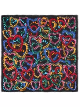 Шарф с разноцветными сердечками Bimba y Lola, черный