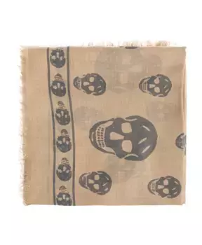 Шарф с шелковой отделкой Alexander Mcqueen, бежевый