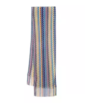 Шарф с волнистым узором и бахромой Missoni, мультиколор