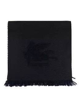 Шарф с вышитым логотипом ETRO, синий