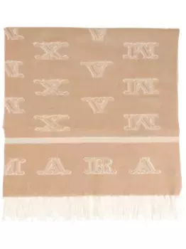 Шарф с вышитым логотипом MAX MARA, нейтральный