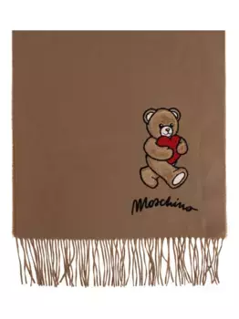Шарф с вышитыми сердечками Moschino, нейтральный