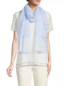 Шарф с вышивкой и кружевной отделкой La Fiorentina, цвет Light Blue