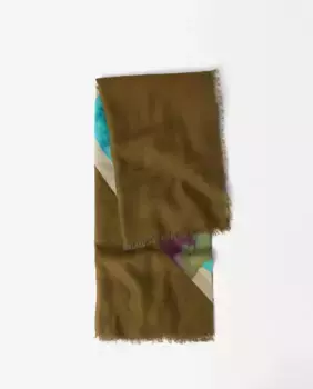 Шарф с вышивкой и принтами Parfois, цвет Kaki
