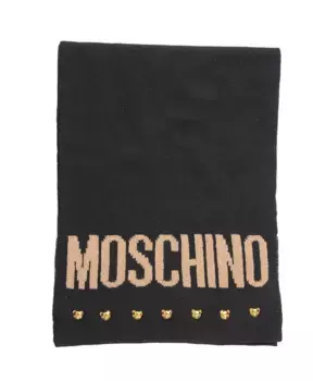 Шарф с заклепками и деталями из люрекса Moschino, черный