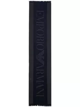 Шарф с жаккардовым принтом и логотипом Emporio Armani, серый