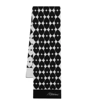 Шарф с жаккардовым узором и логотипом Moschino, черный