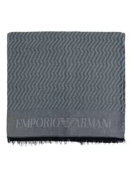 Шарф с зигзагообразным узором Emporio Armani, серый