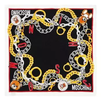 Шарф scarf 68x68 cm white/black Moschino, мультиколор