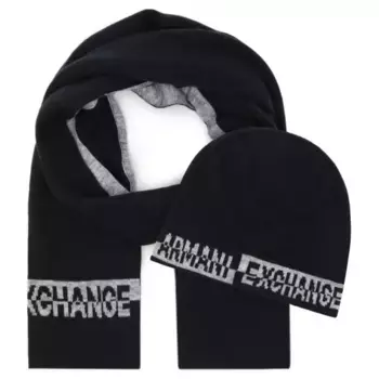 Шарф+Шапка с добавлением шерсти Armani Exchange, синий
