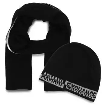 Шарф+Шапка с добавлением шерсти Armani Exchange, черный