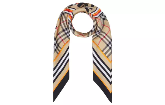 Шарф шелковый Burberry, бежевый / черный