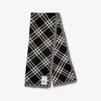 Шарф шелковый Burberry в клетку, черный / белый