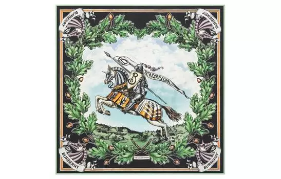 Шарф шелковый Burberry женский, зеленый