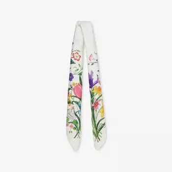 Шарф шелковый Gucci Fly Flora, белый